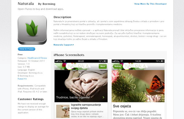 Naturala i preko iPhone aplikacije!
